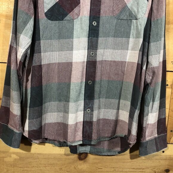 Prana Flannel Plaid Button Down Long Sleeve Shirt Mens Size XL Casual Red Black - Picture 4 of 11